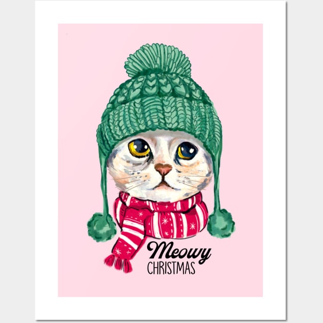 Meowy Christmas Jingle Cat Wall Art by SuperrSunday